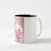 #BunnyMug #CuteCups #WhimsicalDrinkware Tweekleurige Koffiemok (Voorkant rechts)