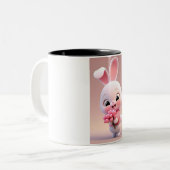 #BunnyMug #CuteCups #WhimsicalDrinkware Tweekleurige Koffiemok (Voorkant links)