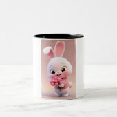 #BunnyMug #CuteCups #WhimsicalDrinkware Tweekleurige Koffiemok (Center)