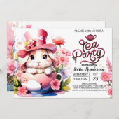 Bunny's Baby shower Tea Time Kaart (Voorkant / Achterkant)