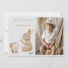 Bunny's boy Eerste Tandfeest Fotokaart Feestdagenkaart