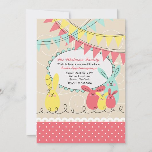 Bunny's Celebration Easter Uitnodiging (Voorkant)