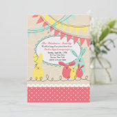 Bunny's Celebration Easter Uitnodiging (Staand voorkant)