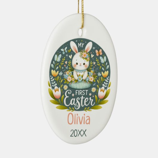 Bunny's eerste paasviering - gepersonaliseerd keramisch ornament (Rechts)