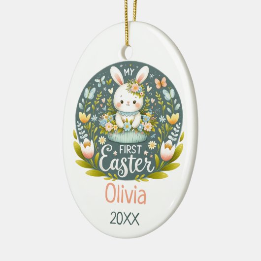 Bunny's eerste paasviering - gepersonaliseerd keramisch ornament (Links)