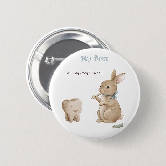 Bunny's eerste tandenfeest ronde button 5,7 cm (Voorkant /achterkant)