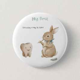 Bunny's eerste tandenfeest ronde button 5,7 cm