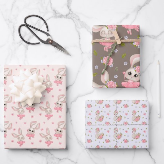 Bunny's en zwanenWrapping Paper Flat Sheet Set van (Voorkant)