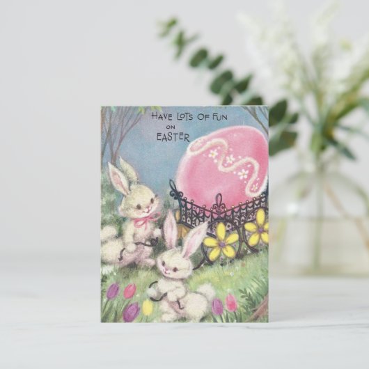 Bunny's grote paaseieren Feestdagenkaart (Staand voorkant)