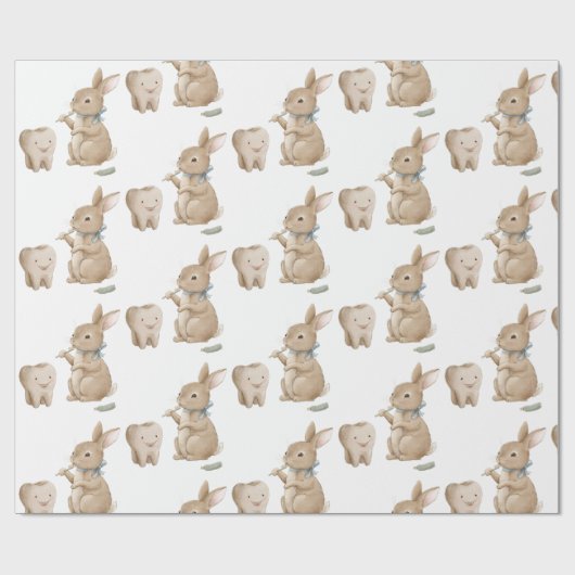 Bunny's jongen Eerste Tand Party Cadeaupapier (Vlak)