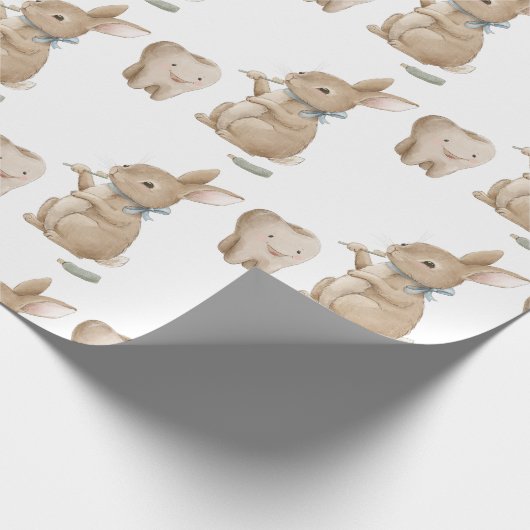 Bunny's jongen Eerste Tand Party Cadeaupapier (Hoek)