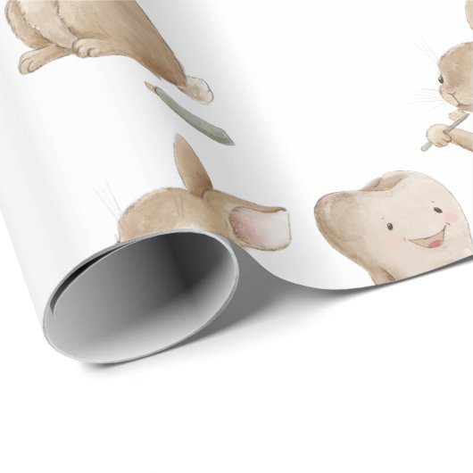 Bunny's jongen Eerste Tand Party Cadeaupapier (Rol Hoek)