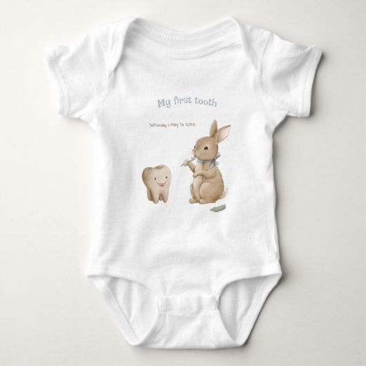 Bunny's jongen Eerste Tand Party Romper (Voorkant)