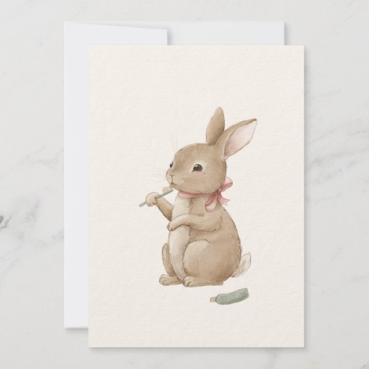 Bunny's meisje Eerste Tand Party Uitnodiging (Achterkant)