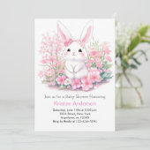 Bunny's Pink Woodland Adventure Baby shower Kaart (Staand voorkant)
