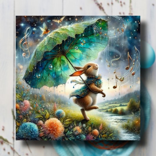 Bunny's regenachtige dag Serenade Pasen Feestdagenkaart