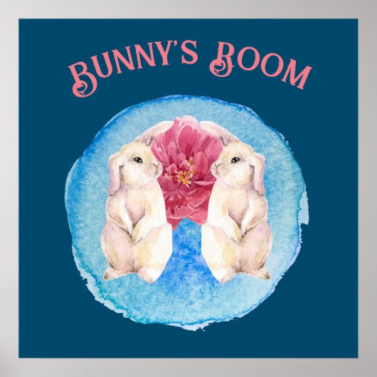 Bunny's Room Bunnies met Peony Poster (Voorkant)