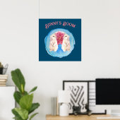 Bunny's Room Bunnies met Peony Poster (Thuiskantoor)