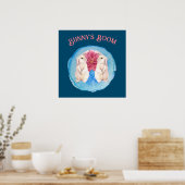 Bunny's Room Bunnies met Peony Poster (Keuken)