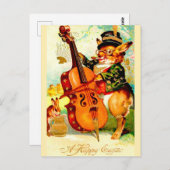 Bunny's spelen met Violin Easter Greeting Briefkaart (Voorkant / Achterkant)