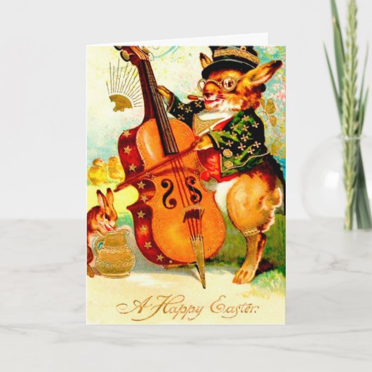  Bunny's spelen met Violin Easter Greeting Feestdagen Kaart (Voorkant)