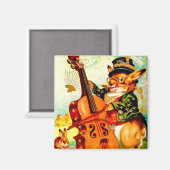 Bunny's spelen met Violin Easter Greeting Magneet (Voorkant / Achterkant)
