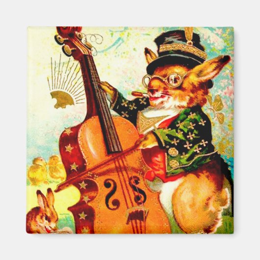 Bunny's spelen met Violin Easter Greeting Magneet (Voorkant)