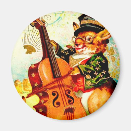 Bunny's spelen met Violin Easter Greeting Magneet (Voorkant)
