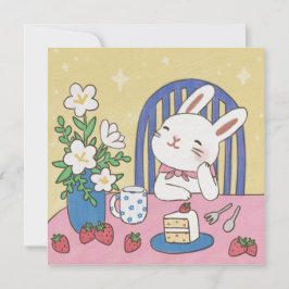 Bunny's Tea Time Illustration Kaart