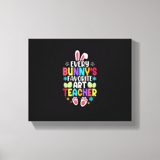 Bunny's Teacher Easter Thema Kleurrijk ontwerp Canvas Afdruk