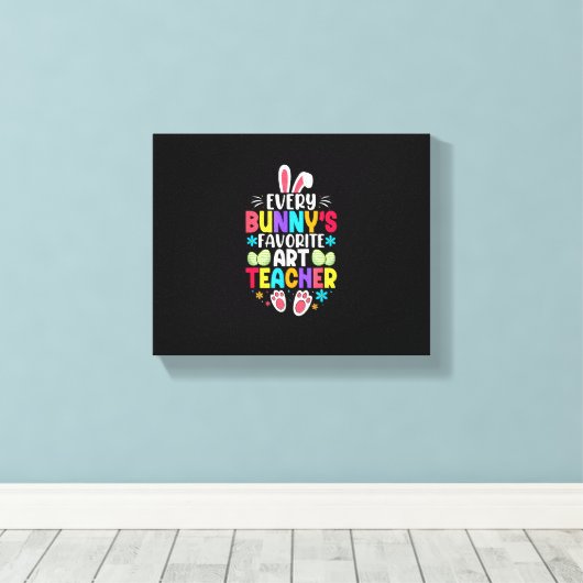 Bunny's Teacher Easter Thema Kleurrijk ontwerp Canvas Afdruk (Insitu (Houten vloer))