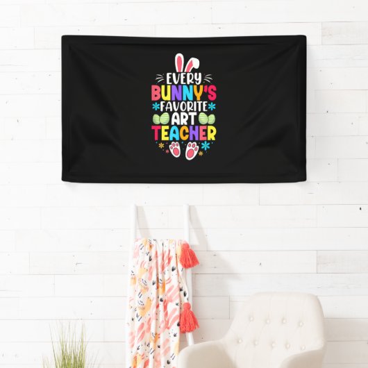Bunny's Teacher Easter Thema Kleurrijk ontwerp Spandoek (Insitu)