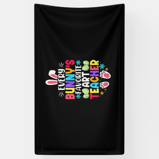 Bunny's Teacher Easter Thema Kleurrijk ontwerp Spandoek (Verticaal)
