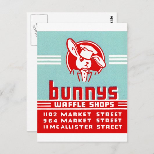 Bunnys Waffle Shops Briefkaart (Voorkant / Achterkant)
