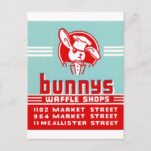 Bunnys Waffle Shops Briefkaart (Voorkant)