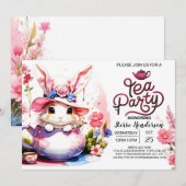 Bunny's Waterverf Tea Party Kaart (Voorkant / Achterkant)