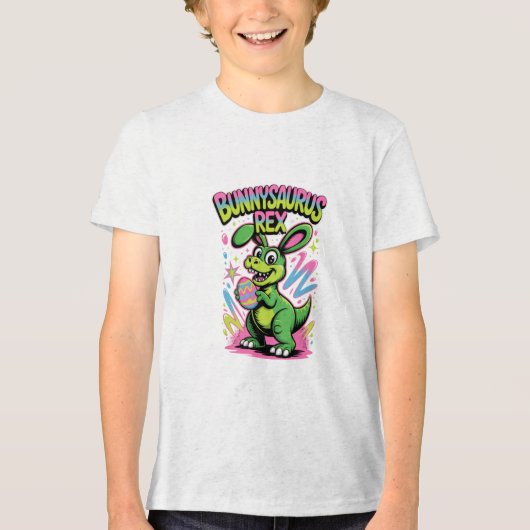 Bunnysaurus Easter Dino Bunny Hybrid Kids Shirt (Voorkant)