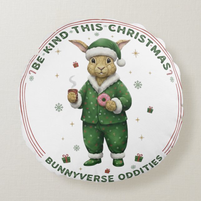 Bunnyverse christmas rond kussen (Voorkant)
