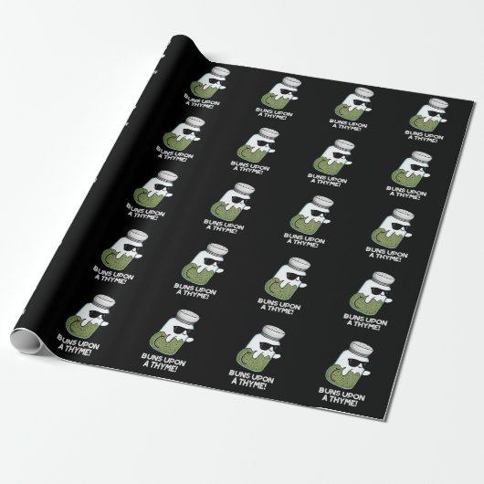 Buns On a Thyme Funny Herb Pun Dark BG Cadeaupapier (Uitgerold)