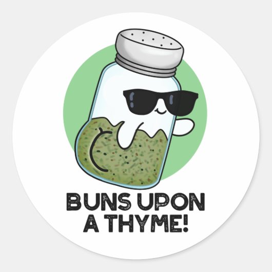 Buns On a Thyme Funny Herb Pun Ronde Sticker (Voorkant)