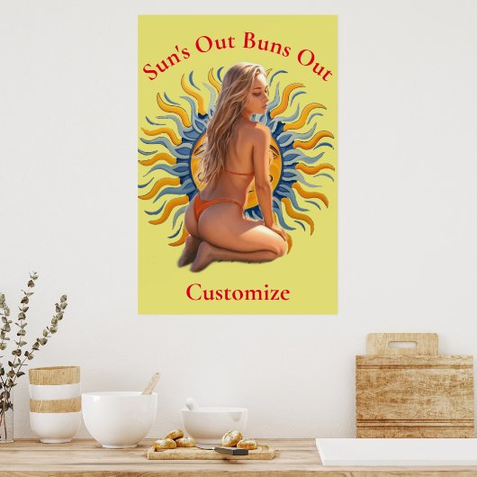 Buns Uit Bikini Strand Meisje Thunder_Cove Poster (Keuken)