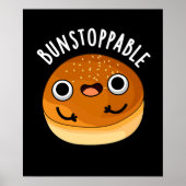 Bunstoppable Funny Bun Pun Dark BG Poster (Voorkant)