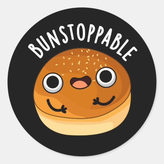 Bunstoppable Funny Bun Pun Dark BG Ronde Sticker (Voorkant)