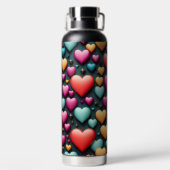 Bunte 3D Herzen Muster Waterfles (Achterkant)