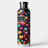 Bunte 3D Herzen Muster Waterfles (Links)