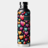 Bunte 3D Herzen Muster Waterfles (Rechts)