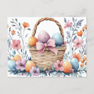Bunte Aquarell Oster Postkarte mit Frühlingsblumen Briefkaart