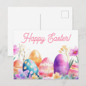 Bunte Aquarell Oster Postkarte mit Frühlingsblumen Briefkaart (Voorkant / Achterkant)