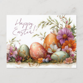 Bunte Aquarell Oster Postkarte mit Frühlingsblumen Briefkaart