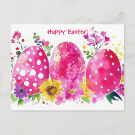 Bunte Aquarell Oster Postkarte mit Frühlingsblumen Briefkaart
